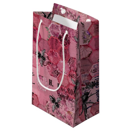 Burgundy Bee Series Design 12 Kleine Geschenktüte (Vorderseite Schrägansicht)