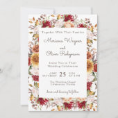 Burgundy Beige Einladung zur Hochzeit der Flora (Vorderseite)