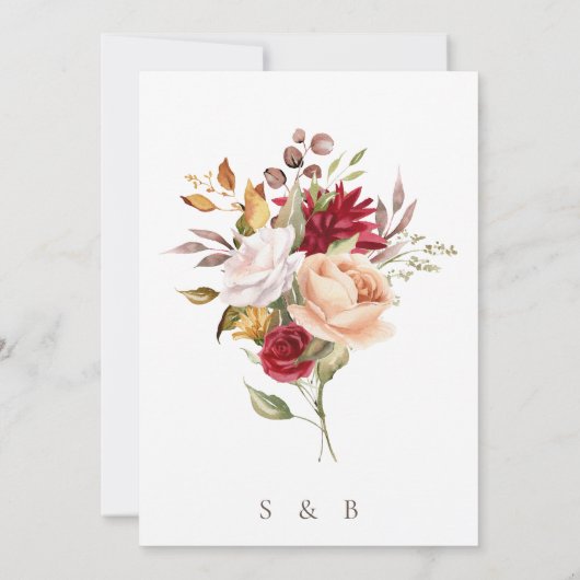 Burgundy Beige Einladung zur Hochzeit der Flora (Rückseite)