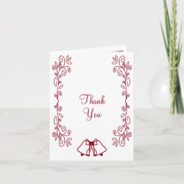 Burgundy Bells Scrollwork Design Wedding Dankeskarte