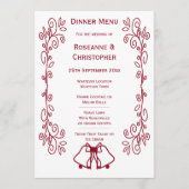 Burgundy Bells Scrollwork Design Wedding Menükarte (Vorderseite)