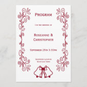 Burgundy Bells Scrollwork Design Wedding Programm (Vorderseite)