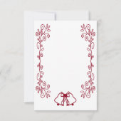 Burgundy Bells Scrollwork Design Wedding RSVP Karte (Rückseite)