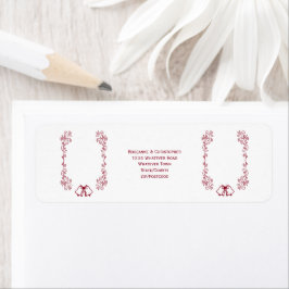 Burgundy Bells Scrollwork Wedding Rücksendeadresse