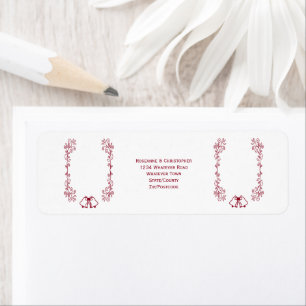 Burgundy Bells Scrollwork Wedding Rücksendeadresse