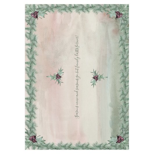 Burgundy Berry Holly Pine Christmas Tablecloth Tischdecke (Vorderseite)