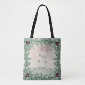 Burgundy Berry Holly Pine Christmas Tasche (Vorderseite)