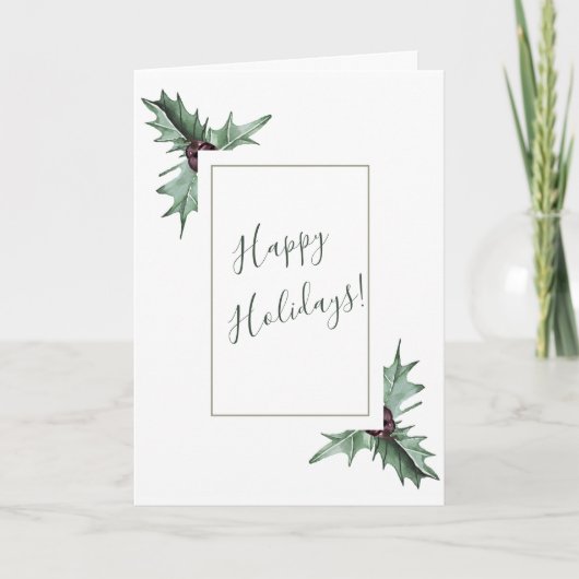 Burgundy Berry & Holly Weihnachtskarte Feiertagskarte (Vorderseite)