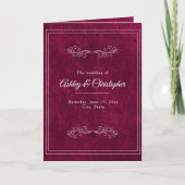 Burgundy Berry Velvet White Folded Wedding Program Programm (Vorderseite)