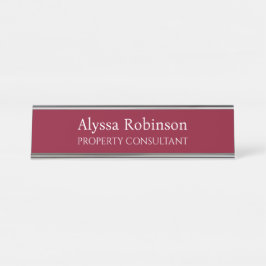 Burgundy Beruflich Desk Name Plate Schreibtischnamensplakette