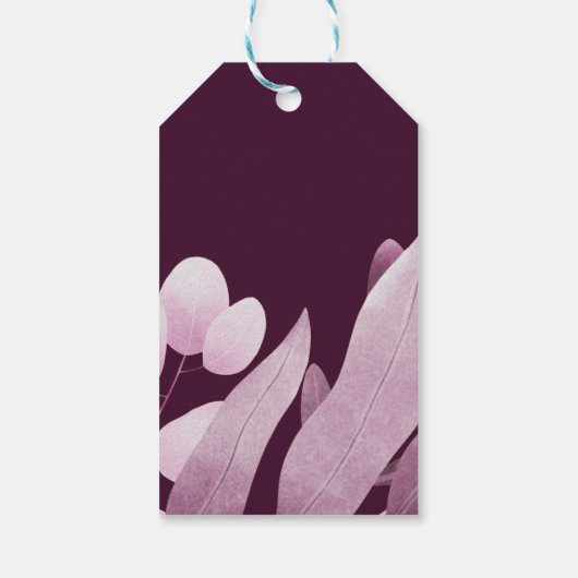 Burgundy Big Blätter Hochzeit Willkommen Geschenkanhänger (Rückseite)