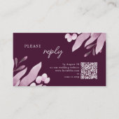 Burgundy Big Blätter Wedding RSVP Begleitkarte (Vorderseite)