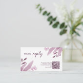 Burgundy Big Blätter Wedding RSVP Begleitkarte (Stehend Vorderseite)