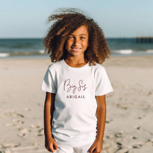 Burgundy Big Sis Individuelle Name T-Shirt