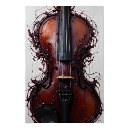 Burgundy Black Abstrakt Violin Poster