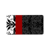 Burgundy & Black Bumble Bee Damask Adresse Adressaufkleber (Vorne)
