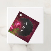 Burgundy & Black Chalkboard Damask Blumenhochzeit Geschenkanhänger (Beispiel)