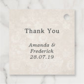 Burgundy & Black Chalkboard Damask Blumenhochzeit Geschenkanhänger (Rückseite)