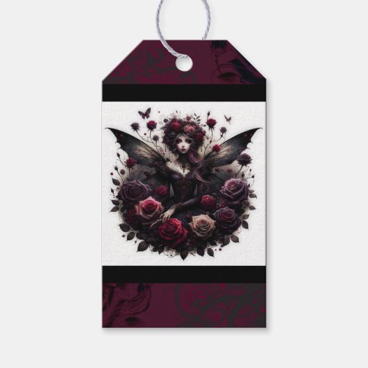 Burgundy & Black Dark Garden Gothic Glam Wedding Geschenkanhänger (Vorderseite)