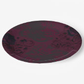 Burgundy & Black Dark Garden Gothic Glam Wedding Pappteller (Schrägansicht)