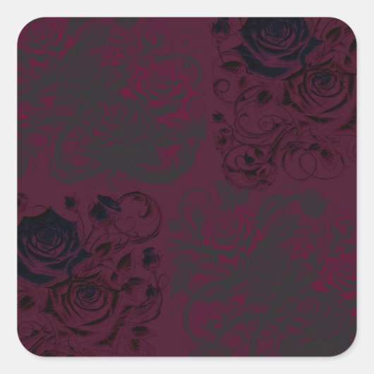 Burgundy & Black Dark Garden Gothic Glam Wedding Quadratischer Aufkleber (Vorderseite)