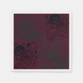 Burgundy & Black Dark Garden Gothic Glam Wedding Serviette (Vorderseite)