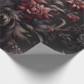Burgundy Black Floral Geschenkpapier (Ecke)