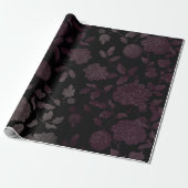 Burgundy Black Floral Ombre Elegant Geschenkpapier (Ungerollt)