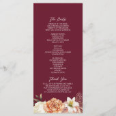 Burgundy Black Floral Wedding Programm (Rückseite)