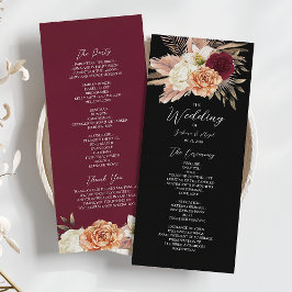 Burgundy Black Floral Wedding Programm