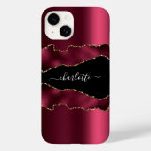 Burgundy Black Gold Adate Marmornamenskript Case-Mate iPhone Hülle (Rückseite)