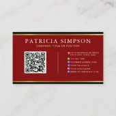 Burgundy Black Gold | QR Code, Logo & Social Media Visitenkarte (Rückseite)