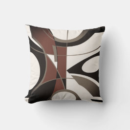 Burgundy Black Tan Off White Modern Art Abstrakt Kissen