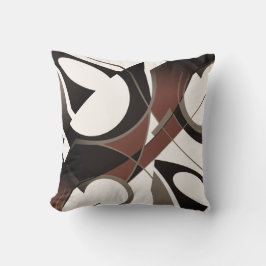 Burgundy Black Tan White Swirling Abstrakt Kissen