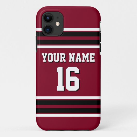 Burgundy Black Team Jersey Name Case-Mate iPhone Hülle (Rückseite)