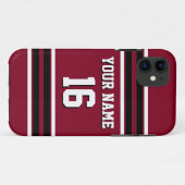 Burgundy Black Team Jersey Name Case-Mate iPhone Hülle (Rückseite (Horizontal))