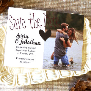 Burgundy Black Wedding Save the Date Foto Postkarte