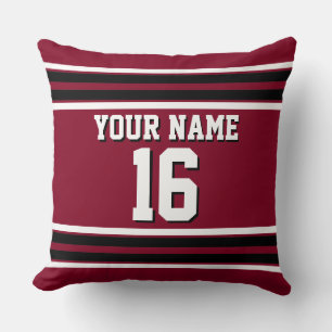 Burgundy Black Wht Team Jersey Name Kissen