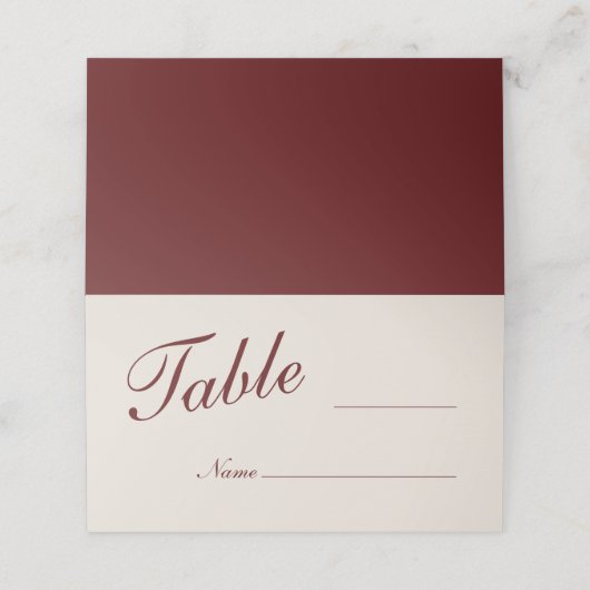 Burgundy Blank Wedding Place Cards Platzkarte (Außenseite Aufgefaltet)