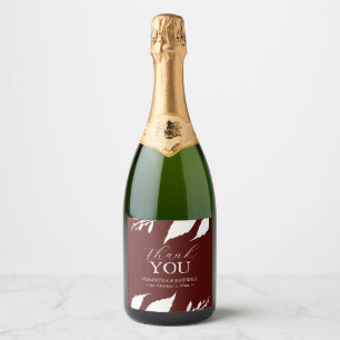 Burgundy Blätter Champagne Wedding Stickers Schaumweinetikett