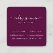 Burgundy-Blätter mit grüner Wasserfarbe tropische Quadratische Visitenkarte (Rückseite)