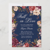 Burgundy Blauer Fall in Liebe Brautparty Einladung (Vorderseite)