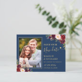 Burgundy Blauer Navy Blauer Gold Rettete das neue Postkarte (Stehend Vorderseite)