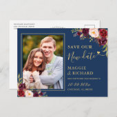 Burgundy Blauer Navy Blauer Gold Rettete das neue  Postkarte (Vorne/Hinten)