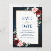 Burgundy Blauer Navy Blauer Goldrahmen Save the Da (Vorderseite)