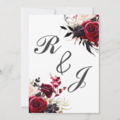 Burgundy Bliss: Elegantes Blumenmuster in Win Einladung (Rückseite)