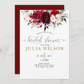 Burgundy Bliss: Elegantes Blumenmuster in Win Einladung (Vorne/Hinten)