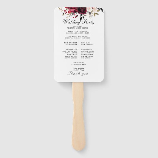 Burgundy Bliss: Elegantes Blumenmuster in Win Fächer (Rückseite)