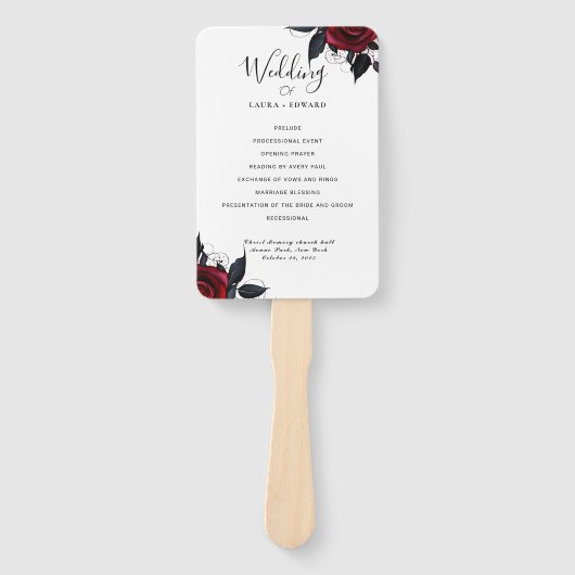 Burgundy Bliss: Elegantes Blumenmuster in Win Fächer (Vorderseite)