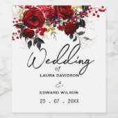 Burgundy Bliss: Elegantes Blumenmuster in Win Weinetikett (Einzelnes Label)